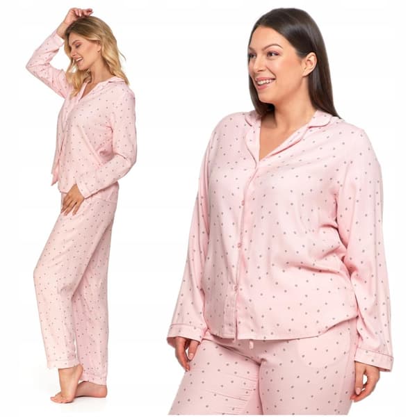 Härlig DAMPAJAMA i prickigt tvådelat långärmat MORAJ 3XL