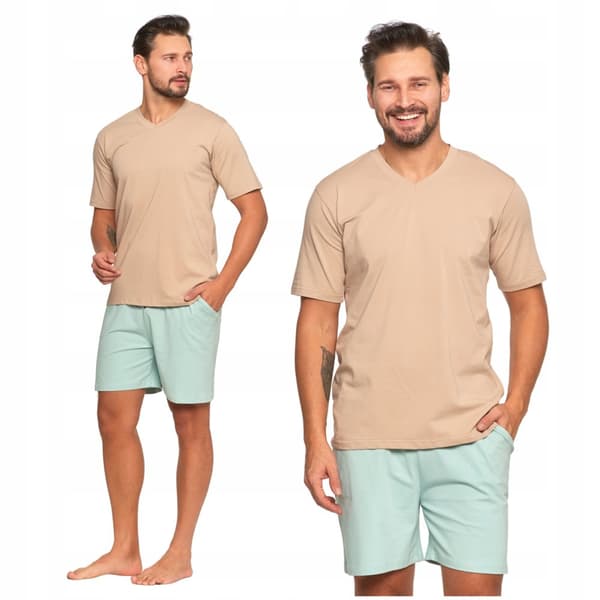 HERREPYJAMAS T-shirt med korte ærmer og shorts, ensfarvet MORAJ M