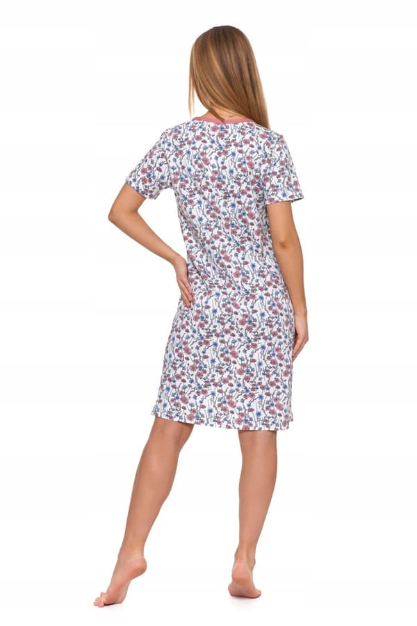 Nattlinne med blommig pyjamas, kort ärm, uppknäppt, MORAJ - 3XL