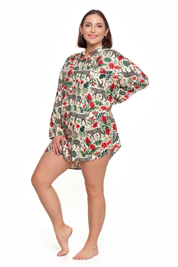 Moderigtig natskjorte til damer Mønstret pyjamas med knapper og lange ærmer MORAJ M