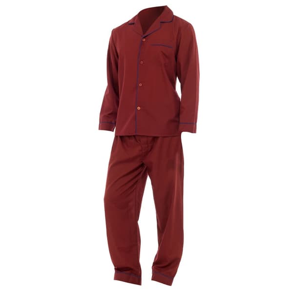 Pyjamasæt med ensfarvet langærmet skjorte og bukser til mænd med nattøj