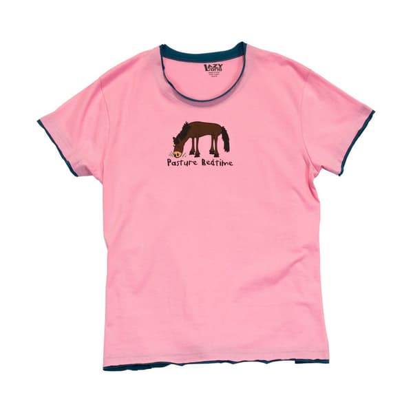 LazyOne Dame/Damer græsmark sengetid pyjamas T-shirt Pink S