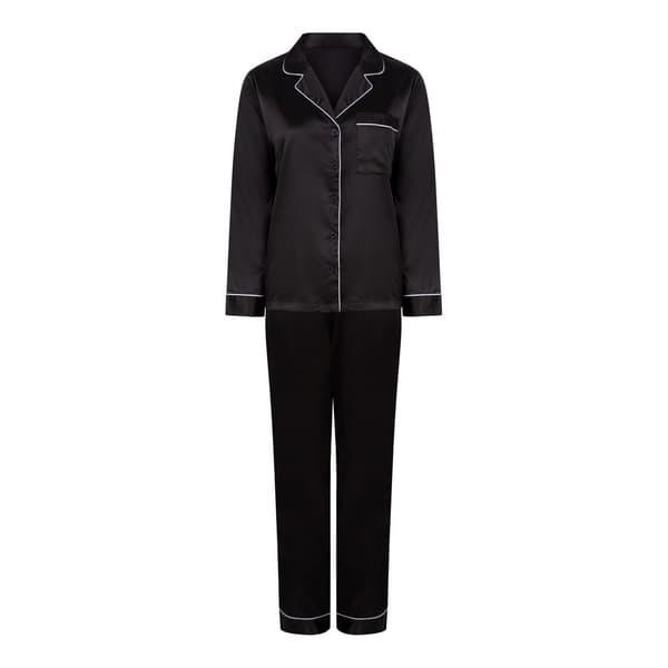 Towel City Dame/Ladies Satin lang pyjamas Black M/L