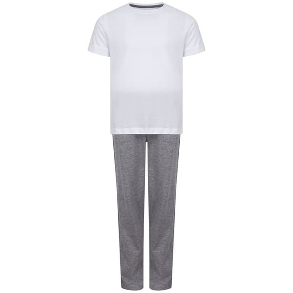 Towel City Lång pyjamas för flickor White/Heather Grey 7-8 Years