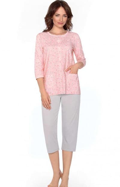 Kvinders Pizamas 3/4 hænder. 104465, Bright Pink, 2XL