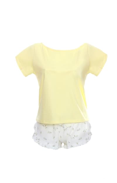 Pyjamas gul, gul-hvid, XL