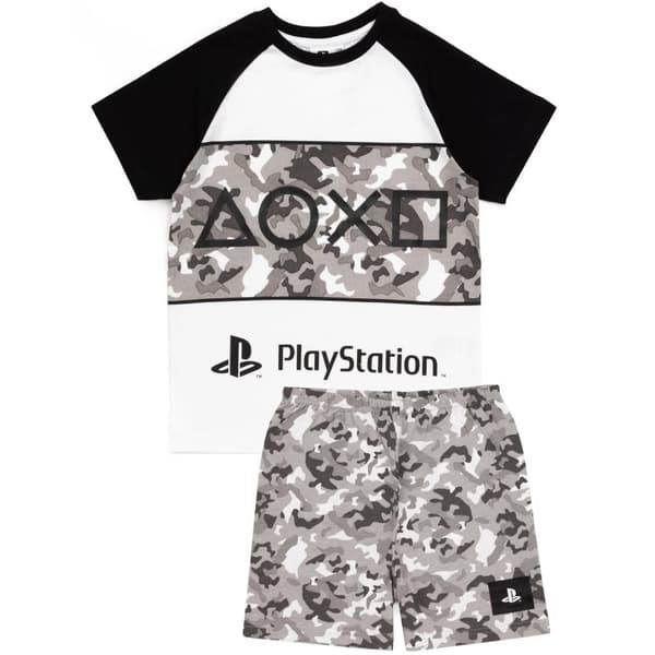 Playstation Kort pyjamasæt til drenge med gaming camo Black/Grey/White 11-12 Years