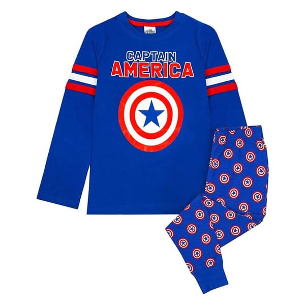 Captain America Pyjamasæt med lang skjold til drenge