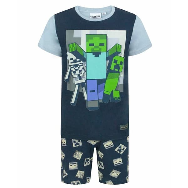 Minecraft Kort pyjamasæt til drenge med Undead-farve Navy 8 Years