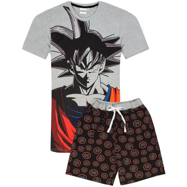 Dragon Ball Z Mens Goku Short Pyjama Set Grey/Black/Red XXL