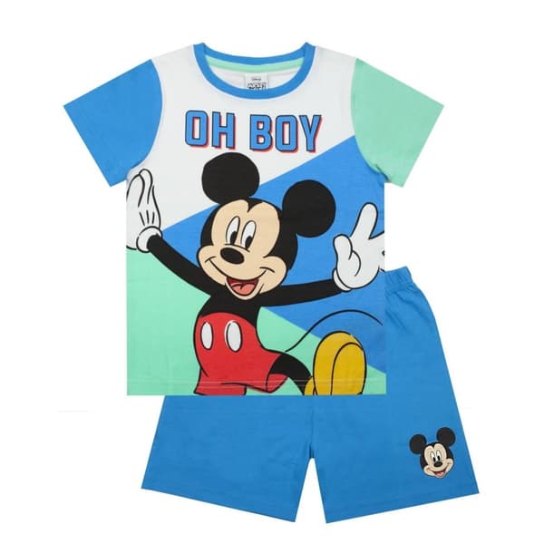 Disney Boys Mickey Mouse Short Pyjama Set Blue/White/Light Green 3-4 Years