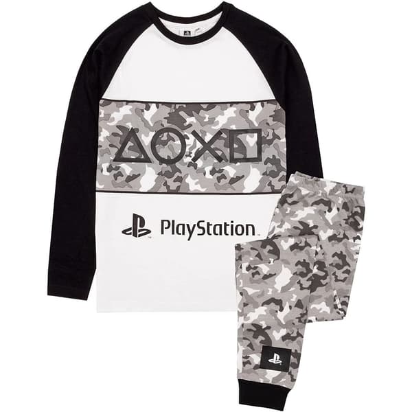 Playstation Boys Gaming Camo Pyjamaset för pojkar Black/Grey/White 9-10 Years