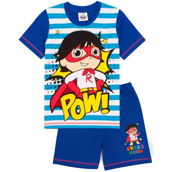 Ryan´s World Kort pyjamasæt til børn/unge med superhelte Blue 2-3 Years