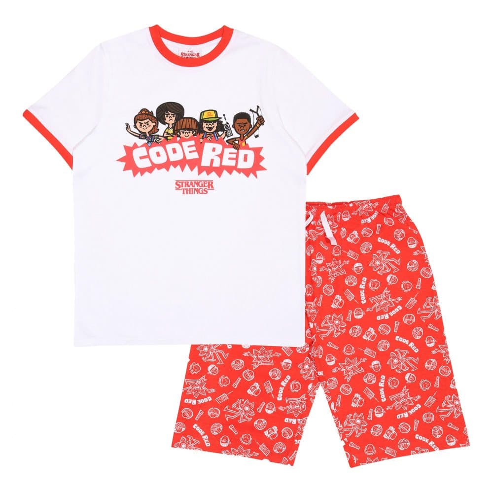 Stranger Things Boys Code Red Cartoon Character Short Pyjama Set med tecknade figurer