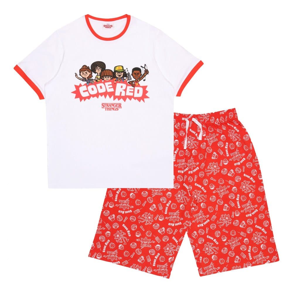 Stranger Things Code Red Cartoon Character Short Pyjama Set för herrar