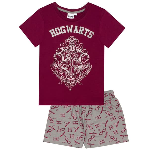 Harry Potter Girls Glitter Short Pyjama Set Burgundy 13-14 Years