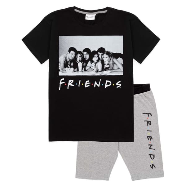 Friends Pyjamasæt med karakterfigurer til kvinder/damer Black/Grey M