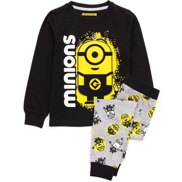 Minions Långt pyjamaset för pojkar Black/Grey/Yellow 6-7 Years