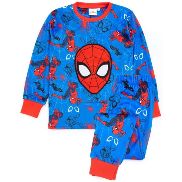 Spider-Man Børne/børn Fleece lang pyjamasæt Blue/Red 4-5 Years