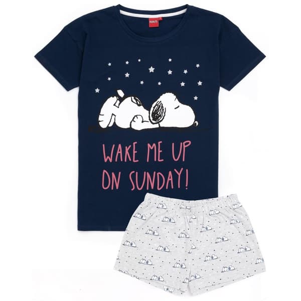 Snoopy Kort pyjamaset för kvinnor/damer Navy/Light Grey M