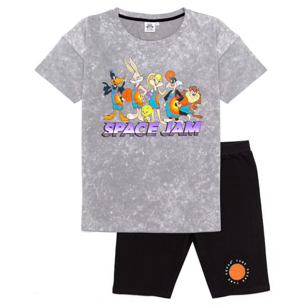 Space Jam Sæt med T-shirt og shorts til kvinder/damer Grey/Black L