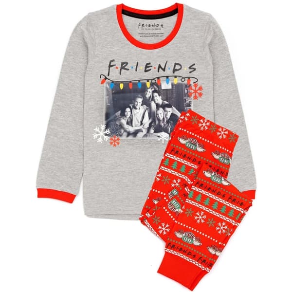 Friends Girls Christmas Pyjama Set Grey/Red 11-12 Years