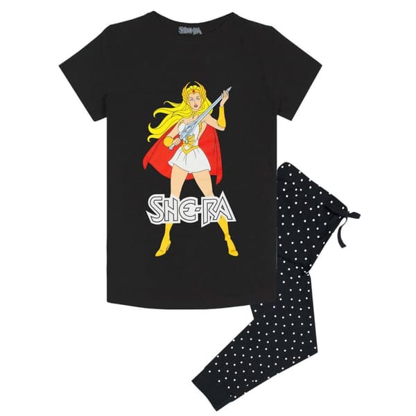 She-Ra Princess Of Power Womens/Ladies MOTU Pyjama Set Black/White S
