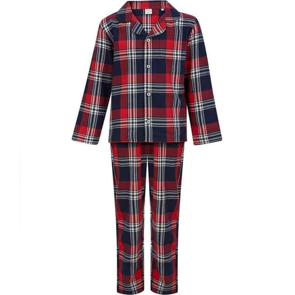 SF Minni Childrens/Kids Tartan Long Pyjama Set Red/Navy 3-4 Years