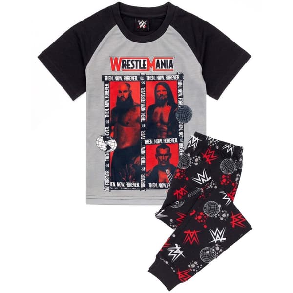 WWE Boys Characters Pyjama Set Black/Grey/Red 10-11 Years