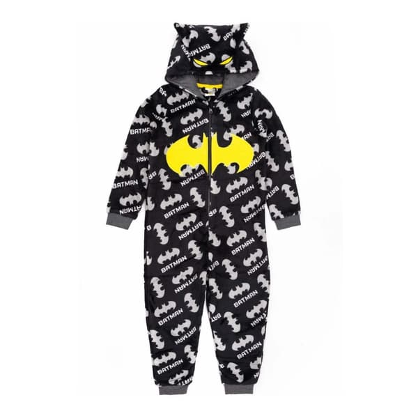 Batman Fluffiga allt-i-ett nattkläder för pojkar Black/Grey/Yellow 4-5 Years