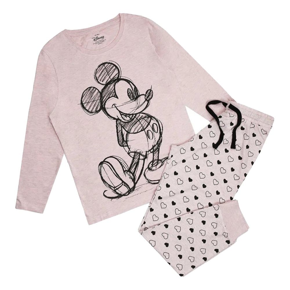 Disney Pyjamaset med långärmade pyjamas med Musse Pigg-teckningar för kvinnor och damer