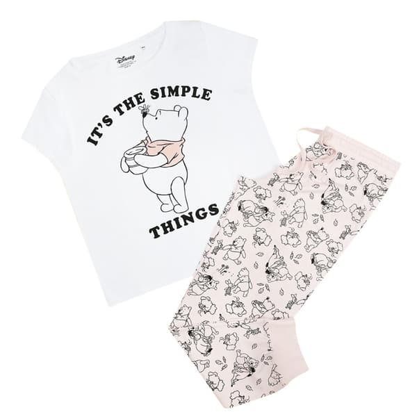 Winnie the Pooh Womens/Ladies Its The Simple Things Long Pyjama Set White/Pink/Black S