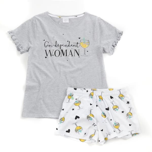 Slumber Party Womens/Ladies Gin-dependant Woman Short Pyjamas Grey M