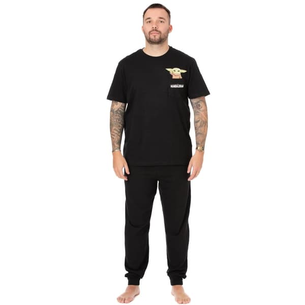 Star Wars: The Mandalorian Mens Grogu Long Pyjama Set Black S