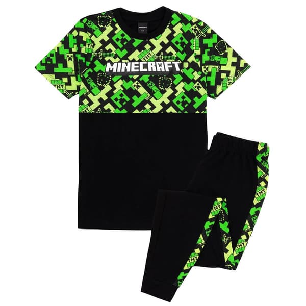 Minecraft Boys Gamer Long Pyjama Set Black/Green 9-10 Years Minecraft Boys Gamer Long Pyjama Set Black/Green 9-10 Years