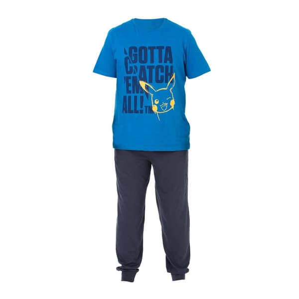 Pokemon Mens Gotta Catch Em All Long Pyjama Set Blue/Navy Blue XL