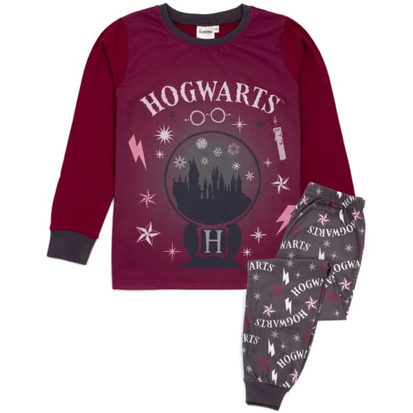 Harry Potter Girls Long-Sleeved Pyjama Set Maroon/Grey 5-6 Years