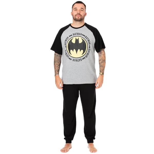 Batman Långt pyjamaset med logotyp för män Grey/Black S