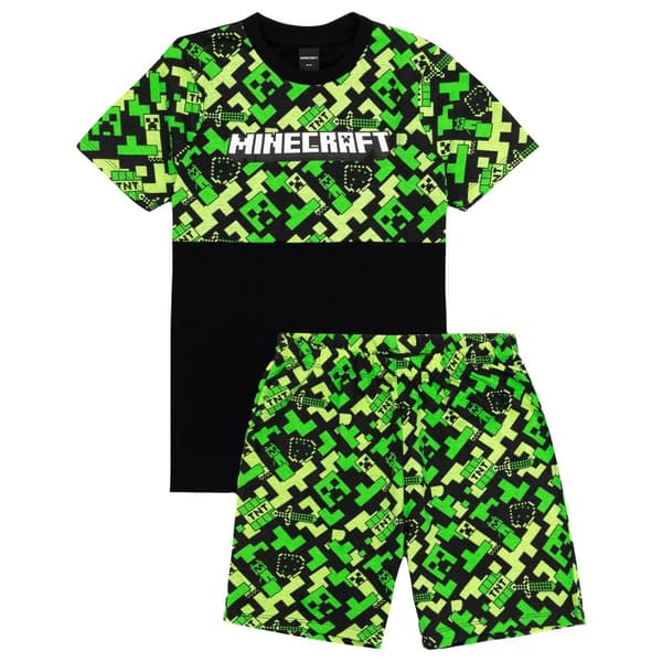 Minecraft Childrens/Kids Creeper Short Pyjama Set