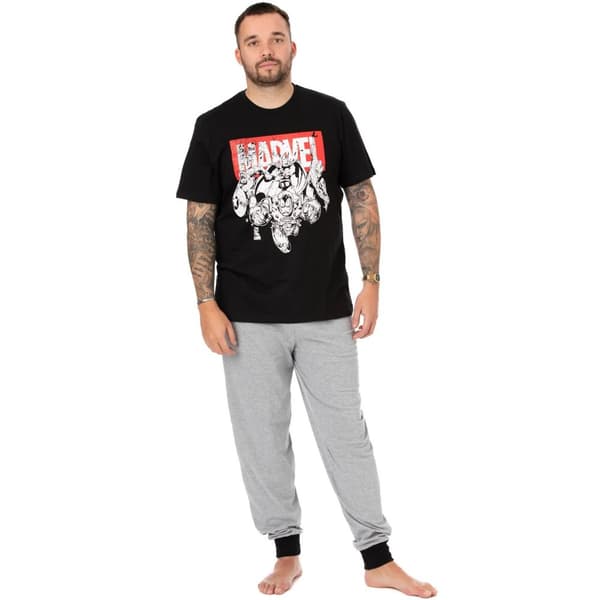 Marvel Mens Superhero Pyjama Set Black/Grey M