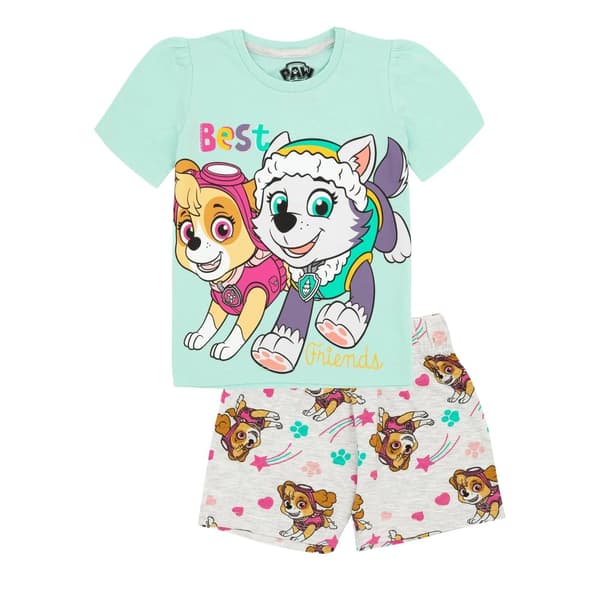 Paw Patrol Børne/børn Skye & Everest kort pyjamasæt Teal/Grey 6-7 Years