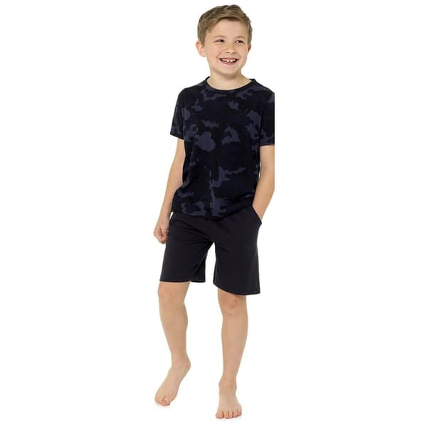 Foxbury Boys Camo Top & Shorts Pyjamaset i bomull Blue Camo 7-8 Years
