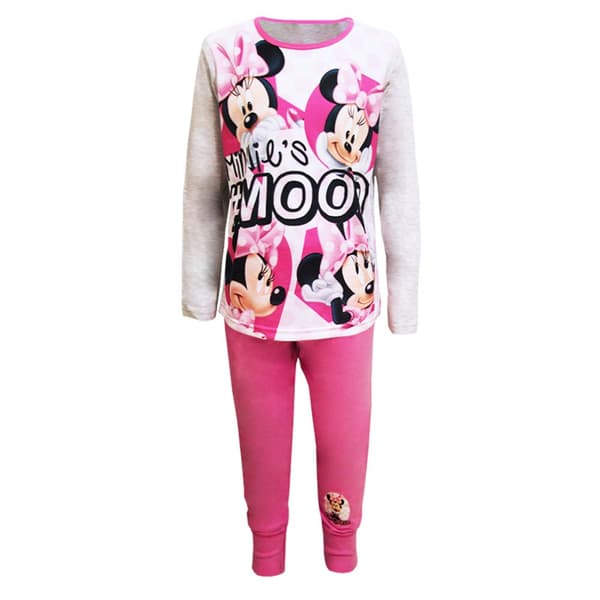 Disney Mickey & Friends Girls Mood Top And Bottoms Pyjama Set Pink/Grey 4-5 years