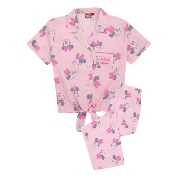 Disney Girls Minnie Mouse Short-Sleeved Pyjama Set Pink 8-9 Years