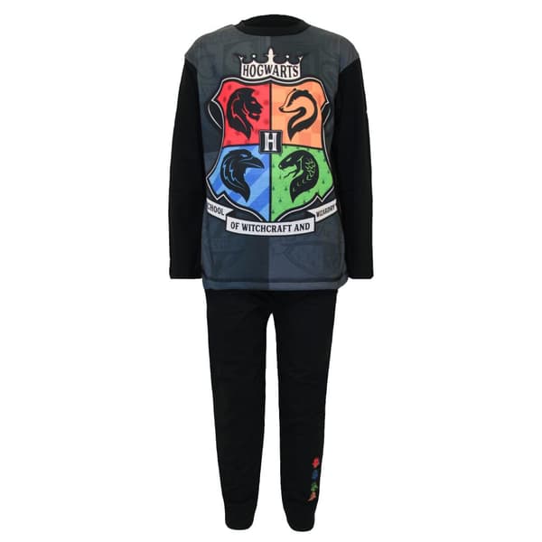 Harry Potter Childrens Boys Hogwarts Crest Long Pyjama Set Black 5-6 Years