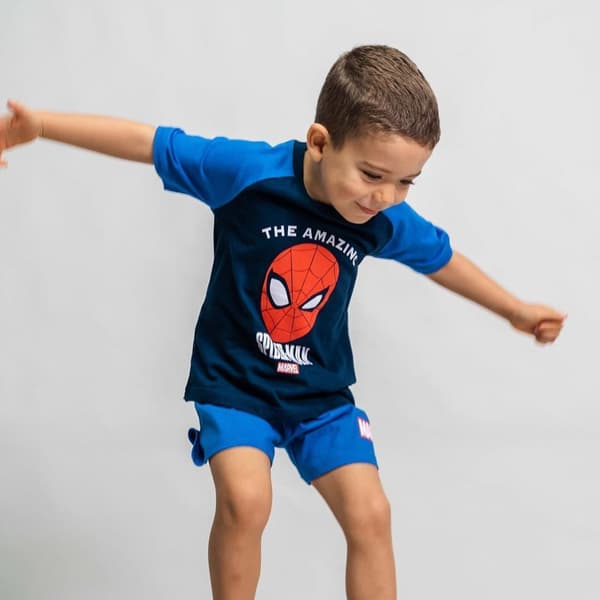 Spiderman yöpuku 5 vuotta 110 cm paita shortsit avengers sininen