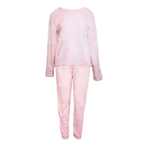 Slumber Party Womens/Ladies Fluffy Pyjama Set Pink L