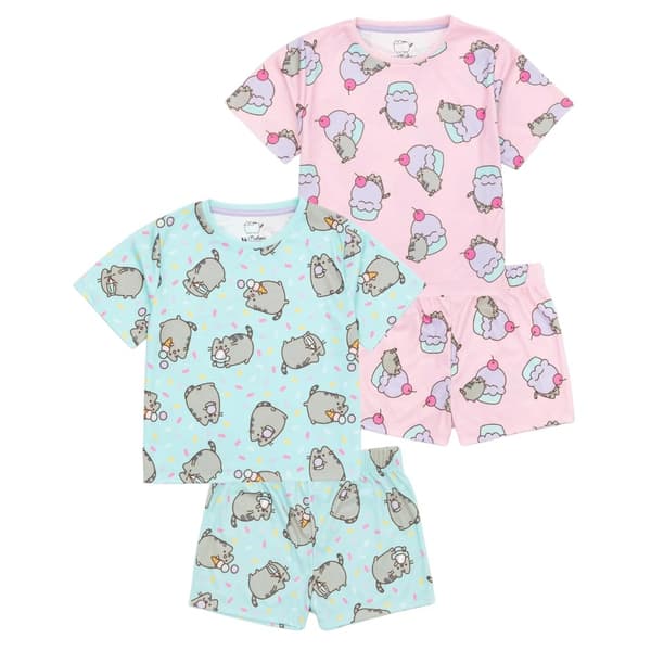 Pusheen Girls Cat Short Pyjama Set (Pack of 2) Blue/Pink 9-10 Years