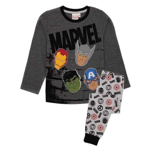 Marvel Avengers Pyjamasæt med lange ærmer til drenge Black/Grey 2-3 Years