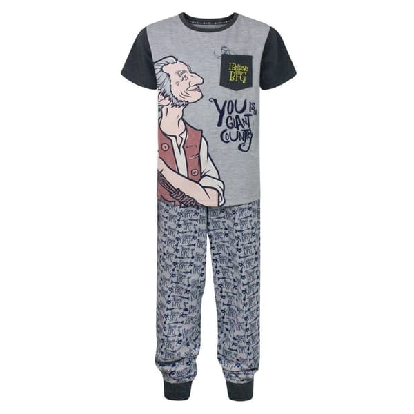 The BFG Boys I Believe Marl Chest Pocket Pyjama Set Grey 9-10 Years